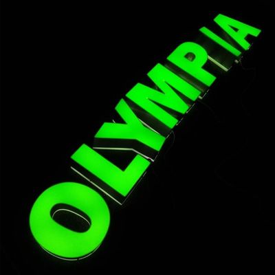 Το λογότυπο ανοξείδωτου ODM cOem υπογράφει την ασημένια πράσινη επιστροφή 8cm υπαίθρια