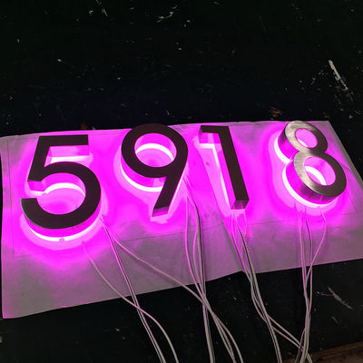 304 από ανοξείδωτο χάλυβα υπαίθρια πινακίδα Led Αριθμός Ασημένια βούρτσα RGB Light Numbers