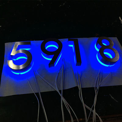 304 από ανοξείδωτο χάλυβα υπαίθρια πινακίδα Led Αριθμός Ασημένια βούρτσα RGB Light Numbers