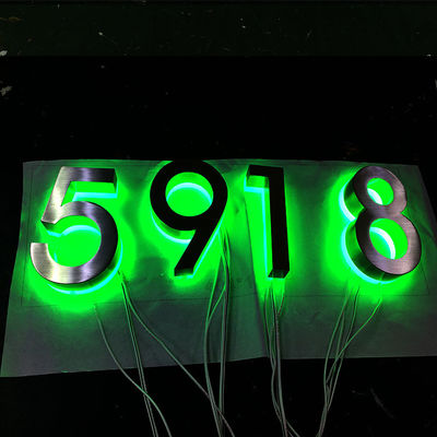304 από ανοξείδωτο χάλυβα υπαίθρια πινακίδα Led Αριθμός Ασημένια βούρτσα RGB Light Numbers